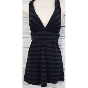 Ella Moss Black gray Striped halter top